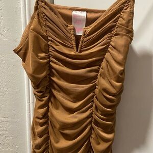 Ruched Brown Dress